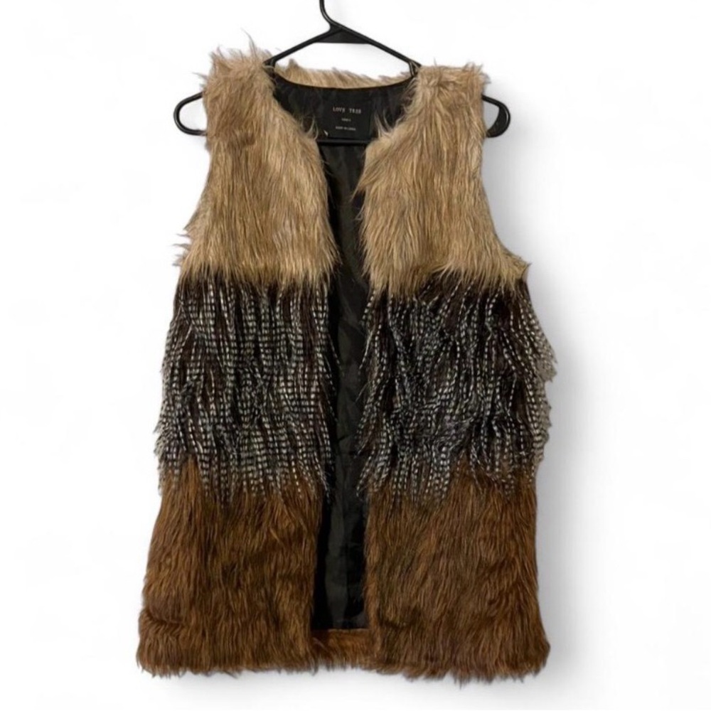 Love Tree Multicolor Boho Indie Faux Fur Vest